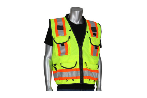 Safety Vest, Class 2, 15 POcket Tech Ready Ripstop Surveyors Vest with Mesh Back, Lime (S3020900LY)