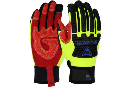 R2™ Safety Rigger Synthetic Leather Double Palm with Silicone Grip and Fabric Back - TPR Impact Protection (S87810)