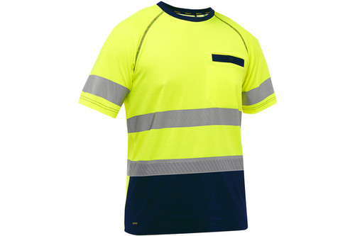 Bisley® Class 2 Short Sleeve T-Shirt with Navy Bottom, Lime (S312M1118TYN)
