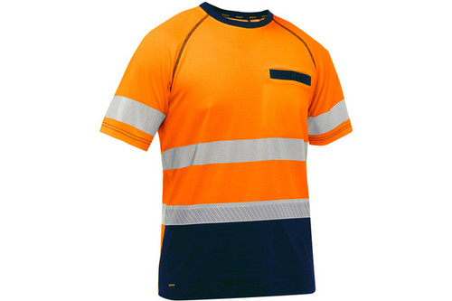 Bisley® Class 2 Short Sleeve T-Shirt with Navy Bottom, Orange (S312M1118TON)