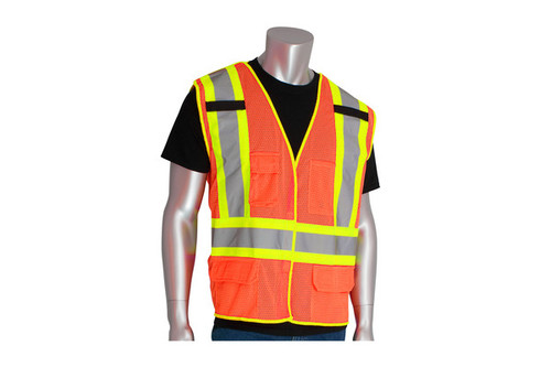 Breakaway Vest Mesh, Two-Tone, 5 Pockets, Cass 2, Orange (S3020212OR)