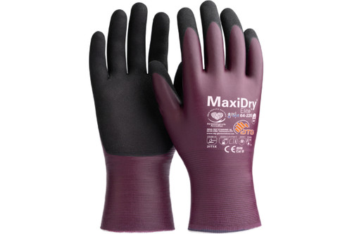 ATG® Maxi-Dry® Elite™ Lightweight Nitrile Glove with Seamless Knit Nylon Liner, AD-APT® Technology, and Non-Slip MicroFoam Grip on Palm & Fingers - Full Hand + Knit Wrist Coated - Touchscreen Compatible (S64226)
