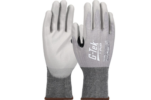  G-Tek® PolyKor® Seamless Knit A4 PolyKor® Blended Glove with Polyurethane Coated Flat Grip on Palm & Fingers - 18 Gauge - Touchscreen