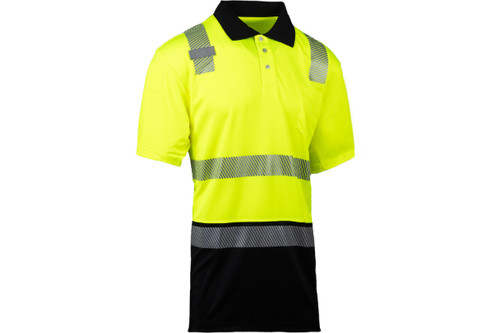 EcoChill Class 2 Polo Shirt with Coolmax® Technology and Black Bottom, Lime (S302CMPSLB)