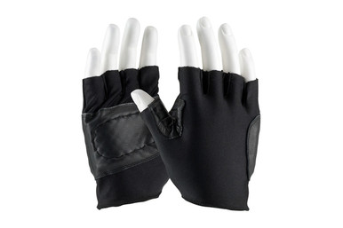 FINGERLESS LEATHER WORK GLOVES WITH GEL PADS