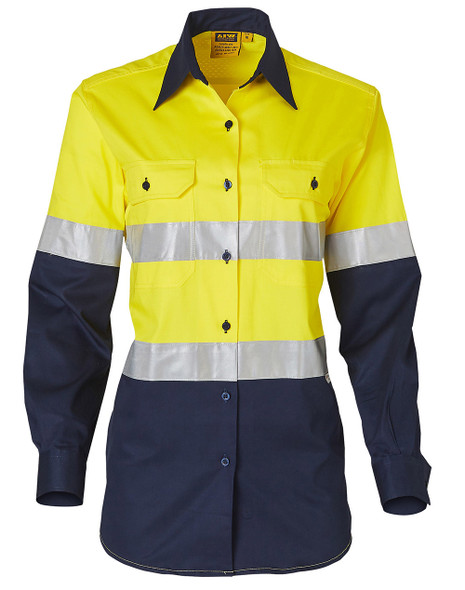 SW65 - Ladies High Visibility Cool-Breeze Cotton Twill Safety Shirts With Reflective 3M Tapes