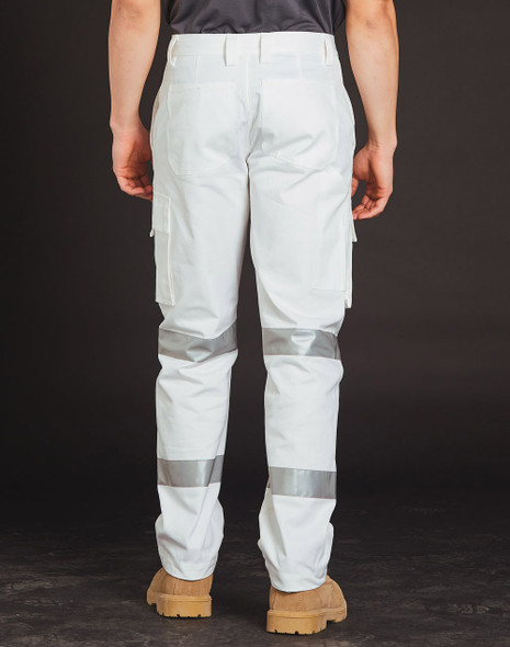 WP18HV - Mens White Safety pants with Biomotion Tape Configuration