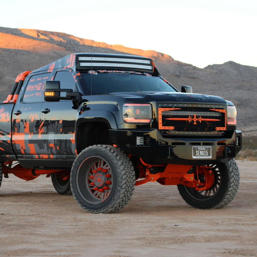Base Bumper With Parking Sensors Mounts.  
Clevis Mounts.
Rigid Industries Q-Series