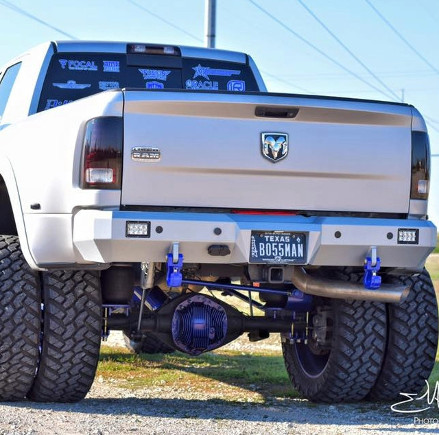 4" Rigid E-Series back up lights, back up sensors, and clevis mounts.
