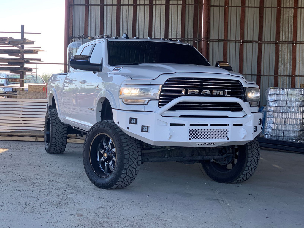 Rigid Dually Series as fog lights. 
Parking sensor provision (not installed).
Center vent with stainless steel mesh insert 