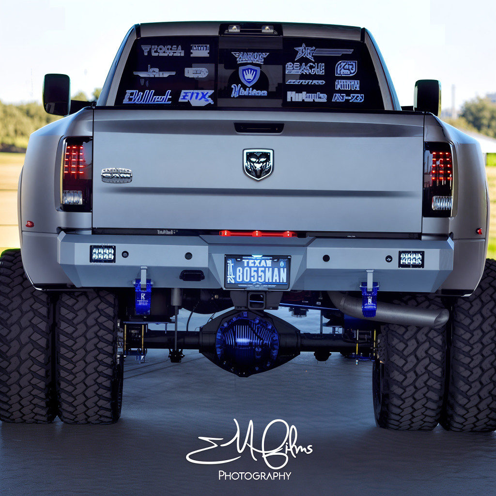 4" Rigid E-Series back up lights, back up sensors, and clevis mounts.