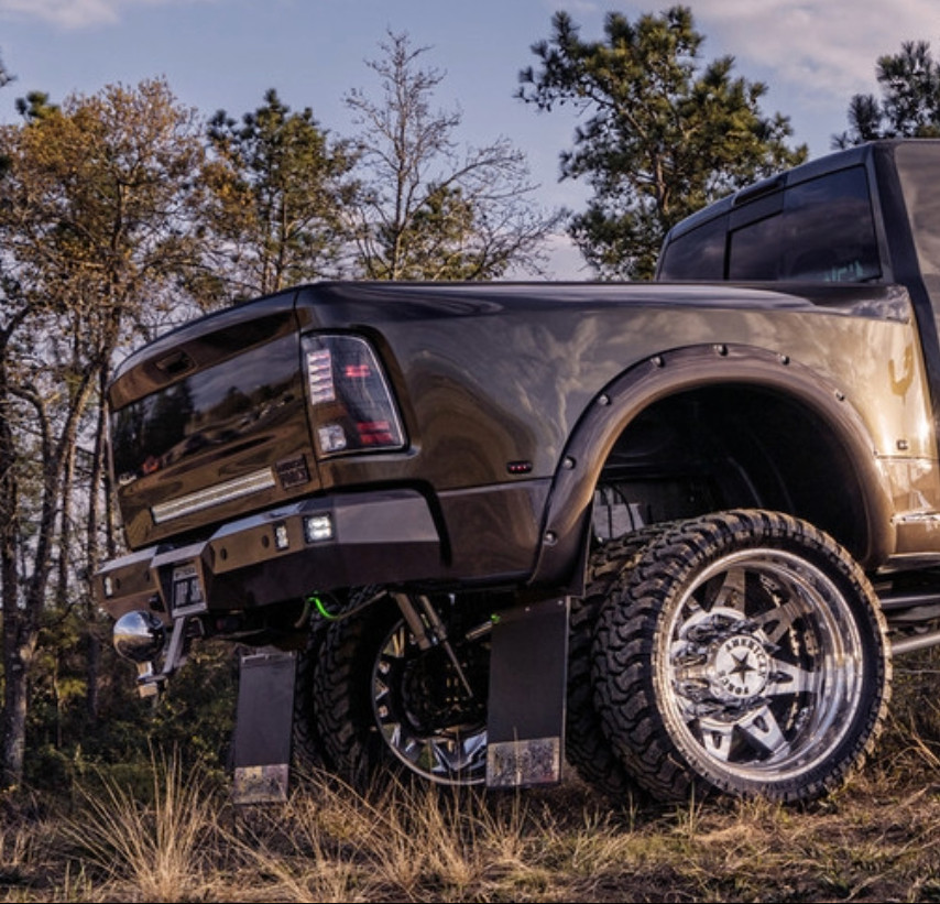 Rigid Dually back up lights, Rigid Dually corner lights, back up sensors, and clevis mounts.