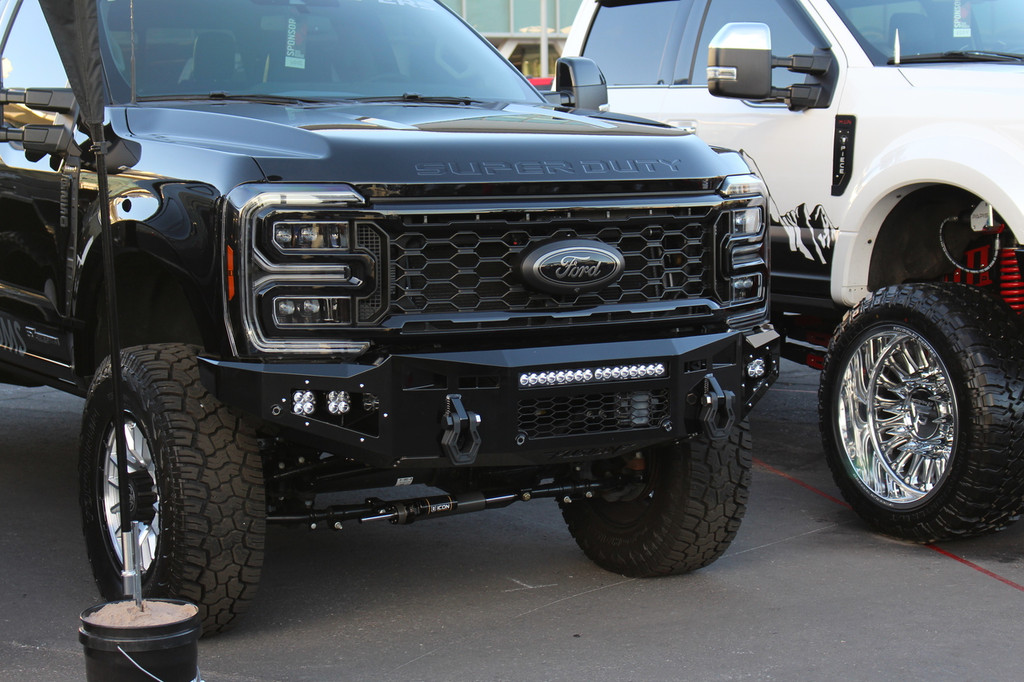 *NEW DESIGN*
Light Buckets for Fog Lights
Two 3" Cube Lights (Only option) Baja Design Squadron
Clevis Mounts.
20" Single Row Light in vent area.
Adaptive Cruise Control
Front Parking Sensors