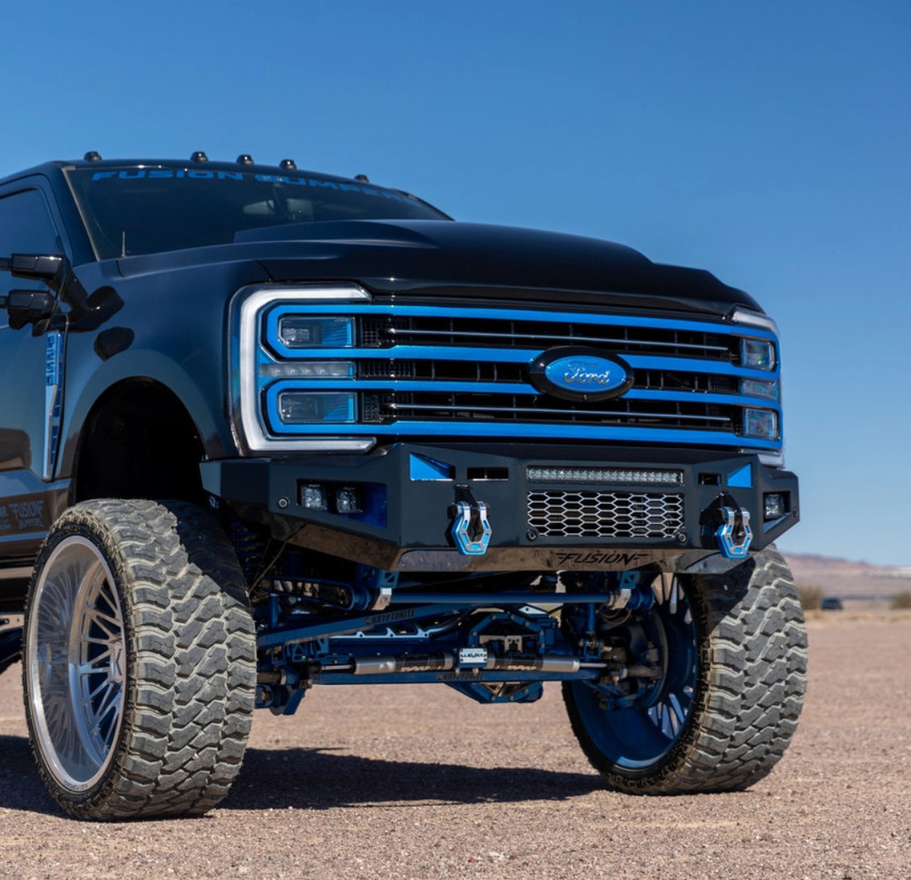 *NEW DESIGN*
Light Buckets for Fog Lights
Two 3" Cube Lights (Only option) Rigid Industries Duallys
Clevis Mounts.
20" Single Row Light in vent area Rigid Industries
Adaptive Cruise Control
Front Parking Sensors