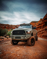 Base Bumper. NEW updated design with a wider center section.
Clevis Mounts. 
Mount for a Rigid Industries 20" SR Over The Vent.
3" Cube lights mounts for fog lights