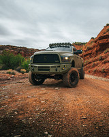 Base Bumper. NEW updated design with a wider center section.
Clevis Mounts. 
Mount for a Rigid Industries 20" SR Over The Vent.
3" Cube lights mounts for fog lights