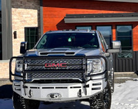 Clevis mounts
parking sensor provisions
block heater provision
Defender Grill Guard
Winch Mount
6" single row light mounts