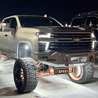 Base Bumper
Clevis Mounts with optional Monster Swivel Hook
Front Parking Sensors
Fog Light Mounts-OLB 6" Single Row lights (Staggered)
20" OLB Single Row light in the vent area. 
No block heater option. 