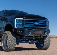 *NEW DESIGN*
Light Buckets for Fog Lights
Two 3" Cube Lights (Only option) Rigid Industries Duallys
Clevis Mounts.
20" Single Row Light in vent area Rigid Industries
Adaptive Cruise Control
Front Parking Sensors