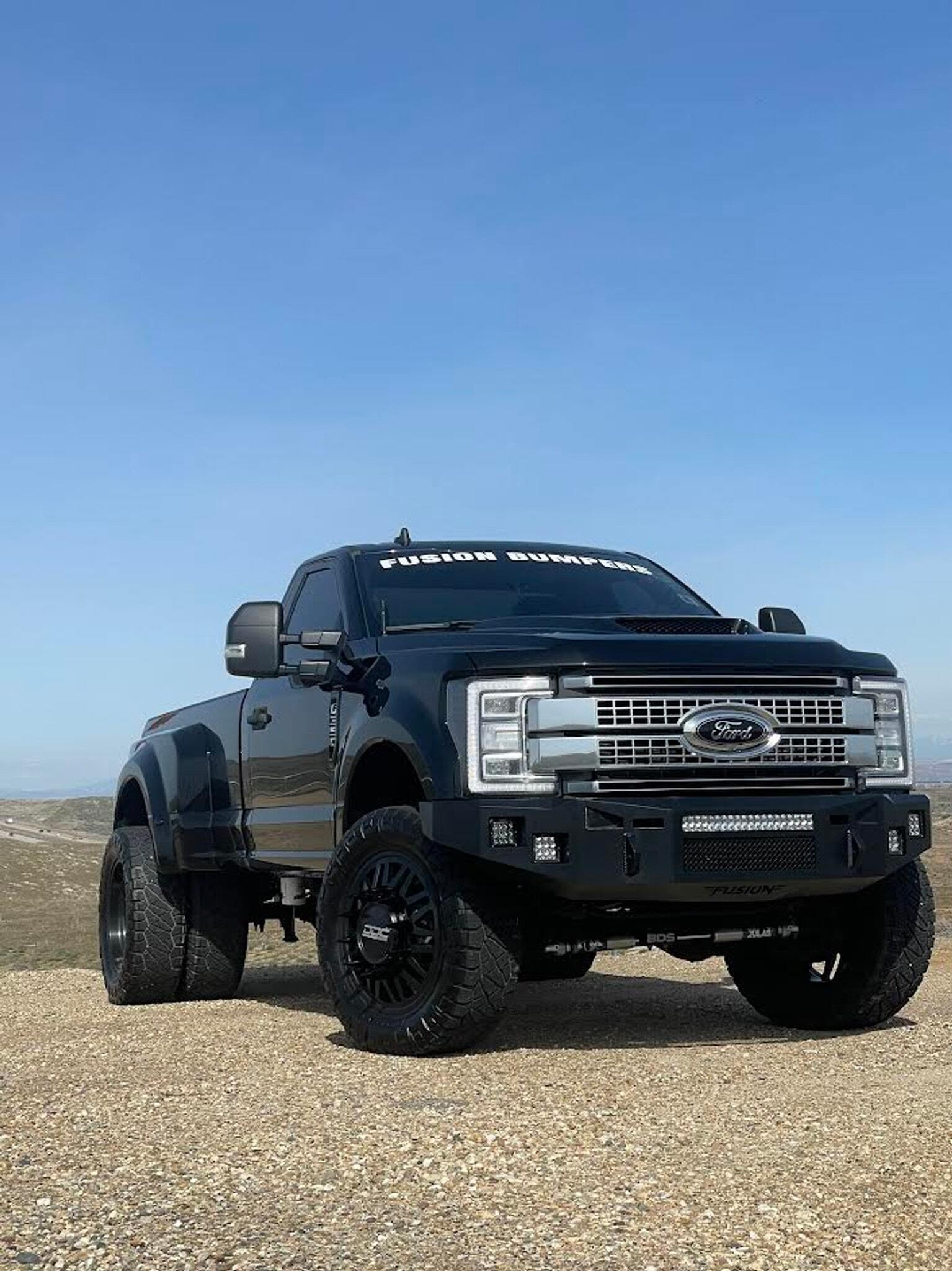 <p>Front Bumper: Dually XL's, 20" E Series Pro by Rigid Industries. Platinum Grille. Retro Customz LED Headlight conversion kit. Precision Retro painted headlights with Klearz lenses.</p>