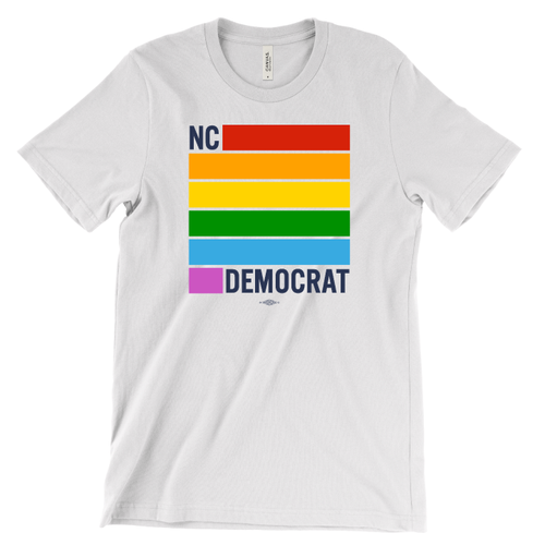 NC Democrats Pride Stripes  (White Tee)