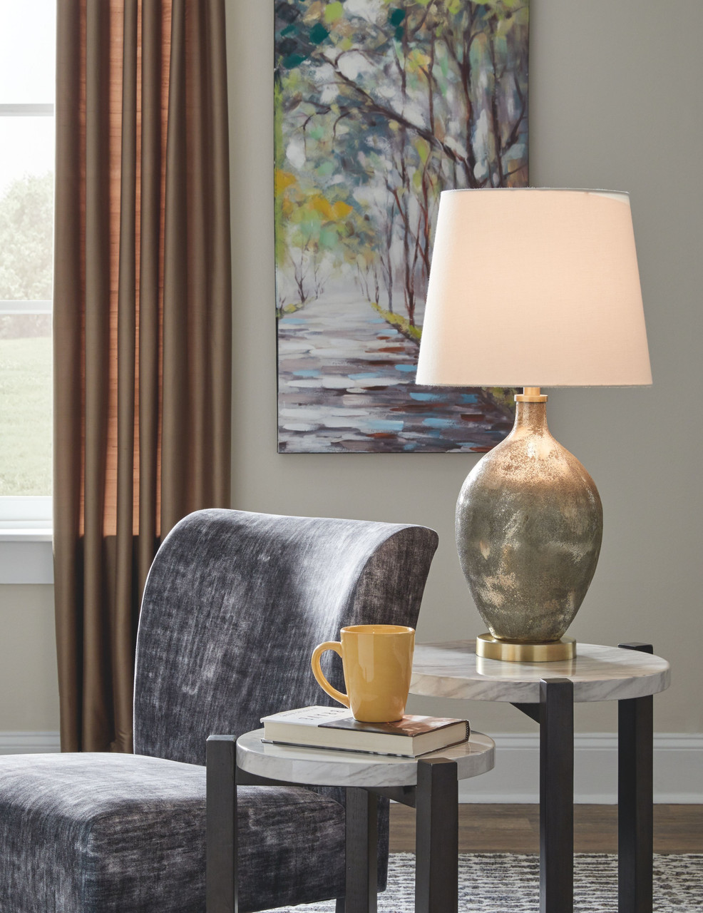 gold and gray lamp