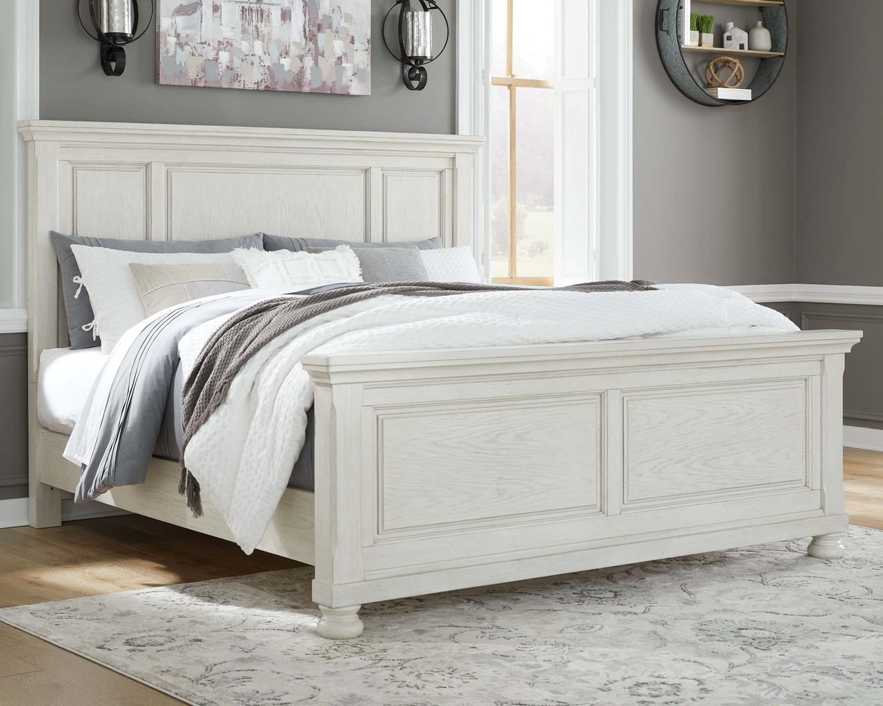 Cal king white bed shop frame