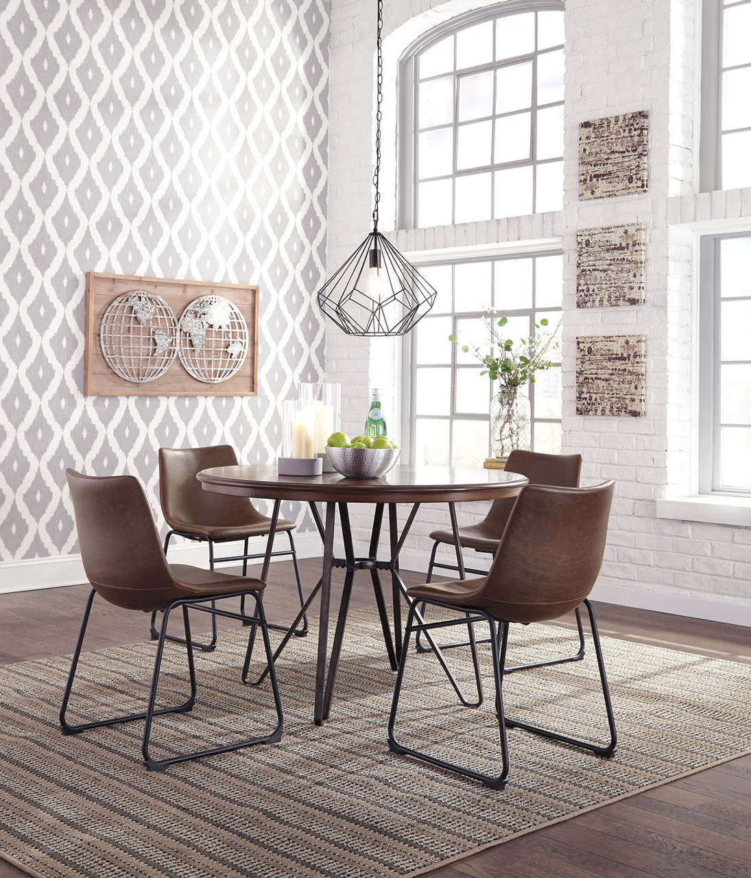 The Centiar Two tone Brown 5 Pc. Dining Room Table 4 Upholstered