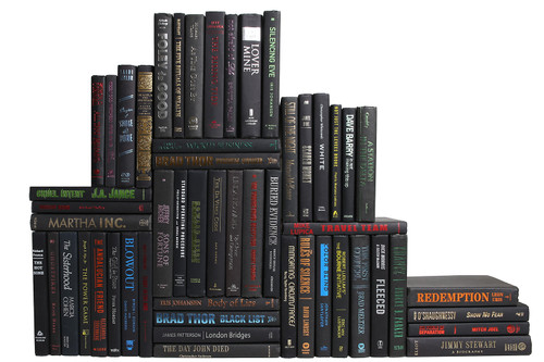 Modern Onyx & Metallic Book Wall, S/50