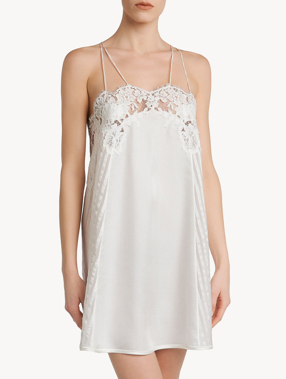 white silk slip dress