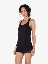 Camiseta de tirantes con espalda nadadora de algodón negro_1