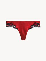 Tanga de raso de seda roja con frastaglio color negro_0