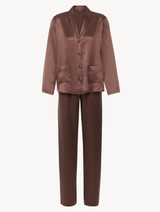 Pijama de seda color marrón chocolate_0