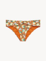 Braguita de bikini estampada con cintura drapeada de color naranja_0