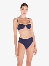 Braguita de bikini de cintura alta con monograma azul marino_1