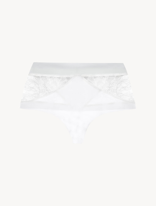 Tanga control fit talle alto de Lycra® con encaje Chantilly color blanco_1