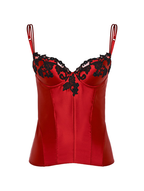 Red corset with frastaglio in silk satin_1