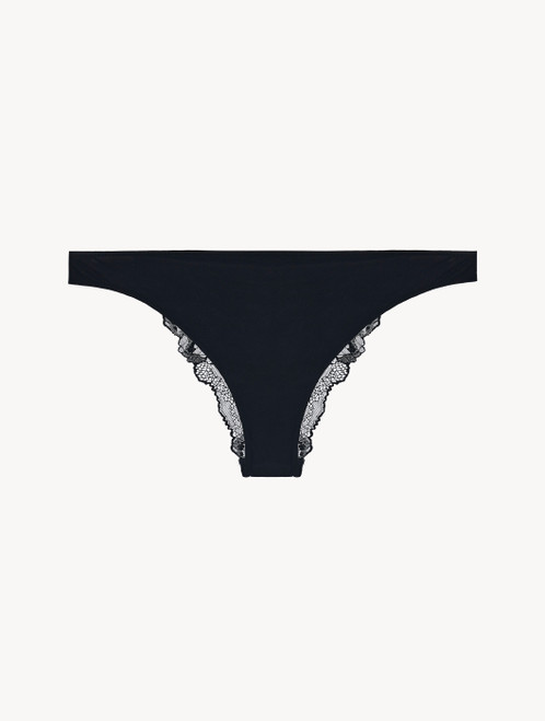 Brazilian brief in black with French Leavers lace_1