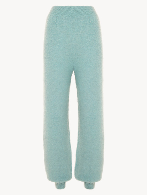 Pantalones de mezcla alpaca de color verde almendra_0