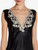 Camisón largo de raso de seda de color negro con frastaglio color marfil_4