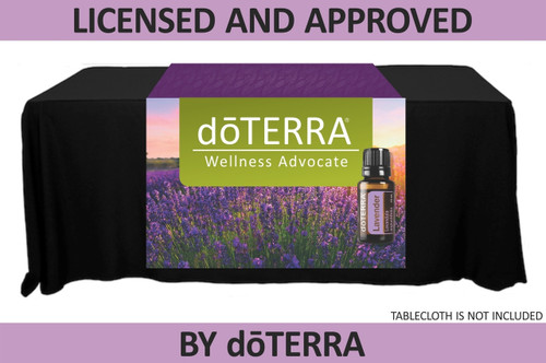 doTERRA Table Runner with Lavender Sunrise and Bottle Image  - Non-Personalized - 38" x 80"