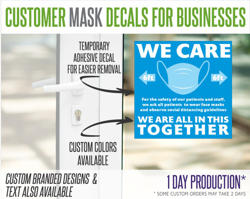 Wear Mask Request Decal for Stores and Businesses - "Patients"