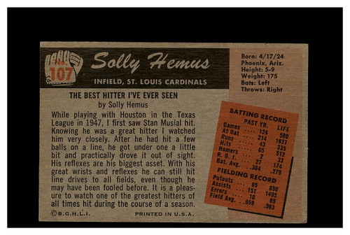 1955 Bowman #107 Solly Hemus cardinals VG-EX