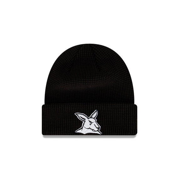 Kangaroos Black Waffle Knit Beanie - Adult