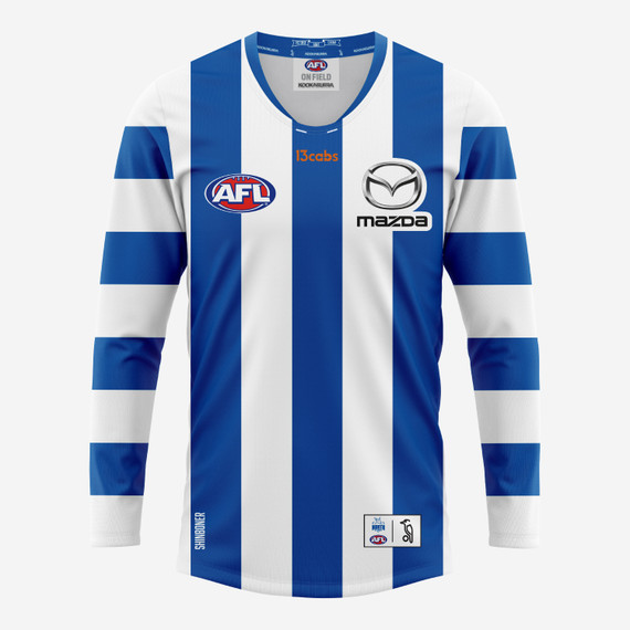Kangaroos 2026 Long Sleeve Home Guernsey - Adult - Mens Kangaroos 2026 Long Sleeve Home Guernsey - Adult - Mens