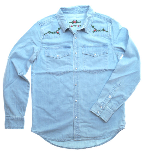 Camicia jeans con ricamo