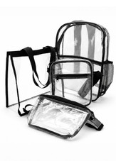 Heavy Duty Clear Stadium and School Bags - Premium Transparent PVC Backpack, Tote, Crossbody & Hip Bag