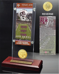 Texas A&M University Ticket & Bronze Coin Acrylic Desk Top
