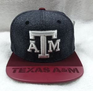 Texas A&M Adidas Black Hat With Maroon Rubber  Flat Bill