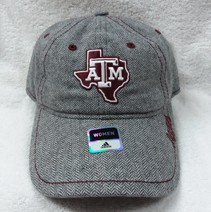 Texas A&M Women's Grey Soft Hat With "Aggies" embroidered in cursive on the side. 